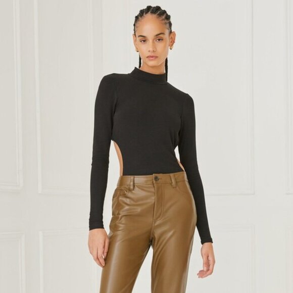 Something Navy Black Cut Out Bodysuit w/ Open Tie Back | Size M/Medium - Picture 5 of 7